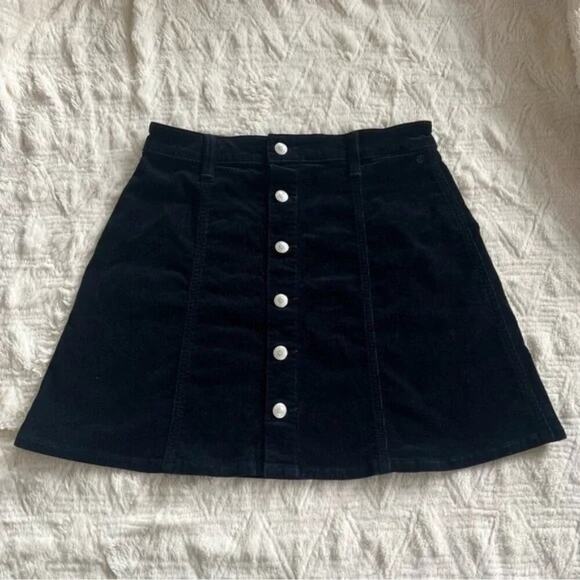 Alexa Chung For AG Navy Corduroy A-Line Mini Skirt - Picture 2 of 8